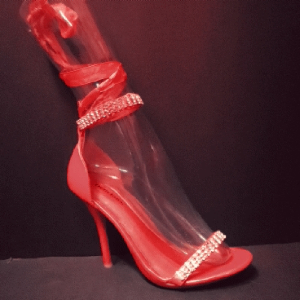 5inch Red heels with rhinestones & ribbon - Picture 9 of 15